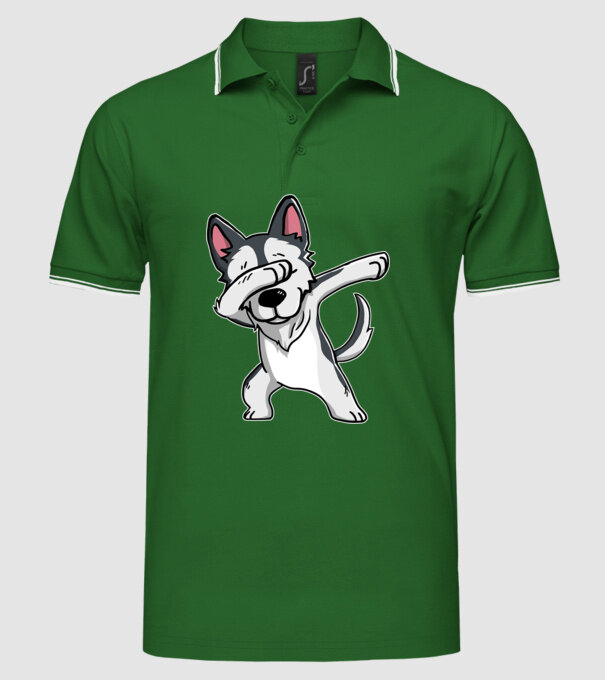 Husky DAB model verde pe tricou