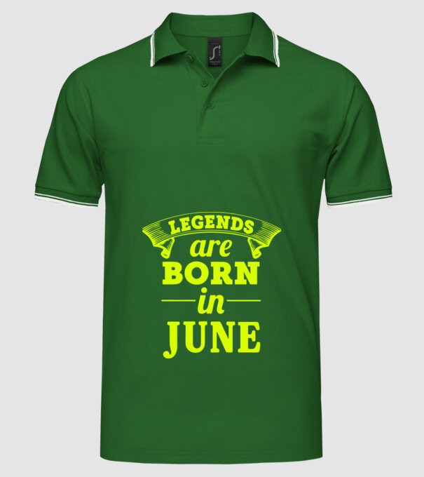 Legends are born in June model verde pe tricou