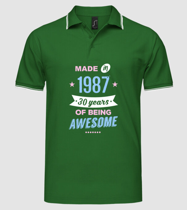 Made in - 1987 model verde pe tricou