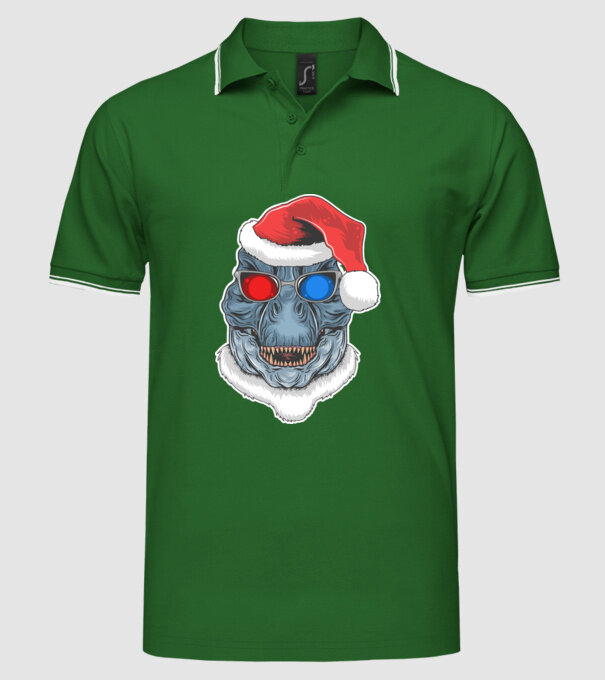 Santasaurus Rex model verde pe tricou