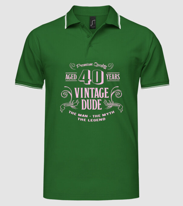 Vintage Dude - 40 model verde pe tricou