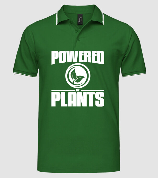 powered_by_plants model verde pe tricou