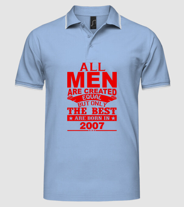 All men are created - 2007 model albastru deschis pe tricou