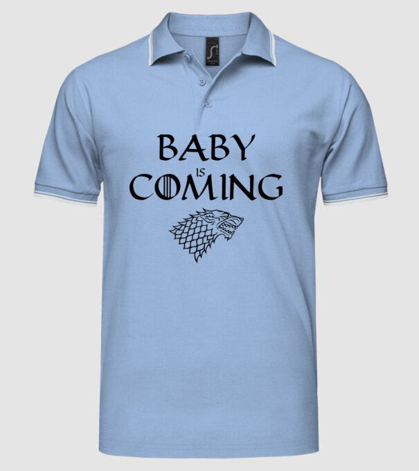 Baby is coming model albastru deschis pe tricou