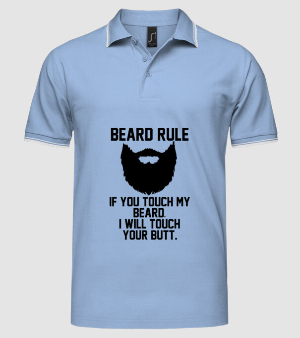Beard Rules model albastru deschis pe tricou