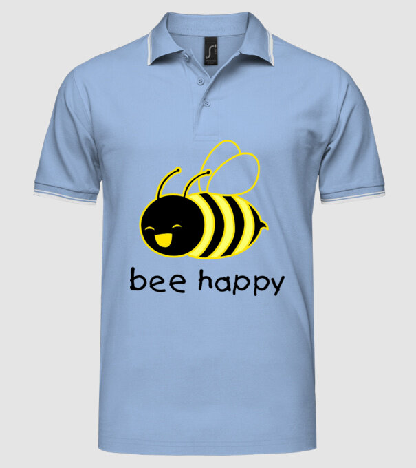 bee happy model albastru deschis pe tricou