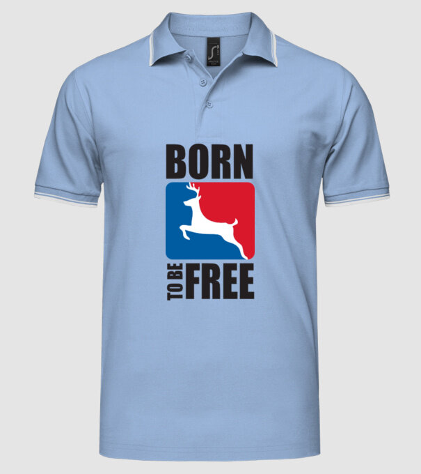born to be free model albastru deschis pe tricou