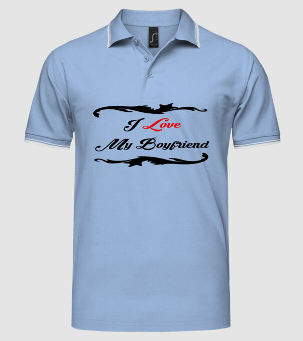 Boyfriend model albastru deschis pe tricou