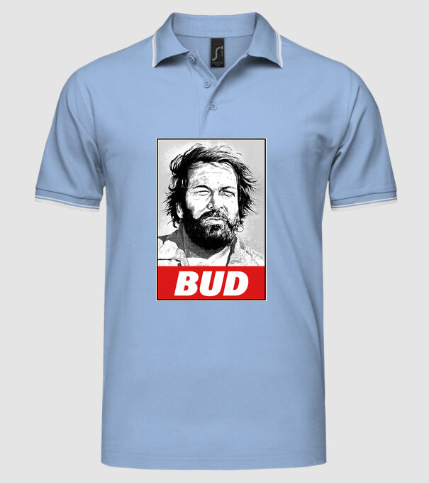 Bud Spencer halftone model albastru deschis pe tricou