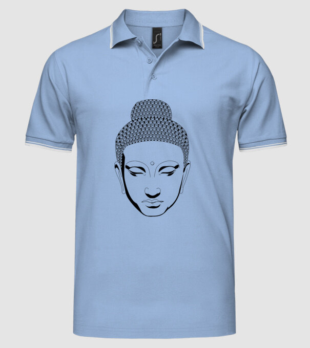 buddhas head model albastru deschis pe tricou