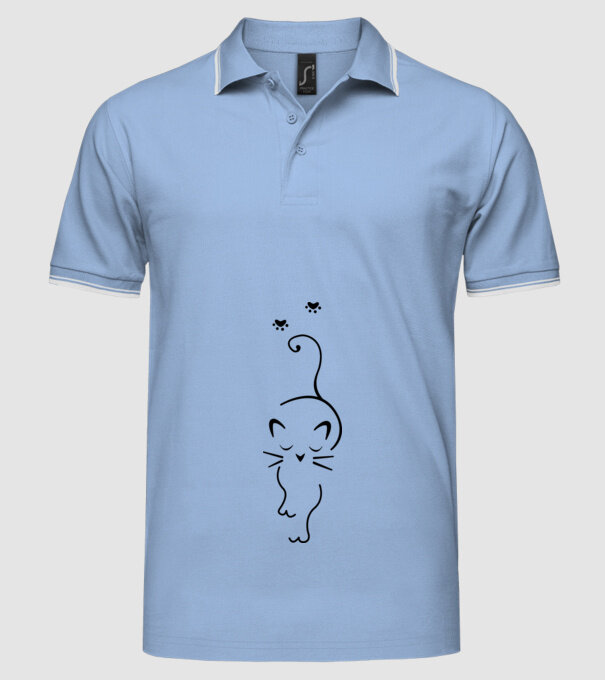 Cat walk model albastru deschis pe tricou
