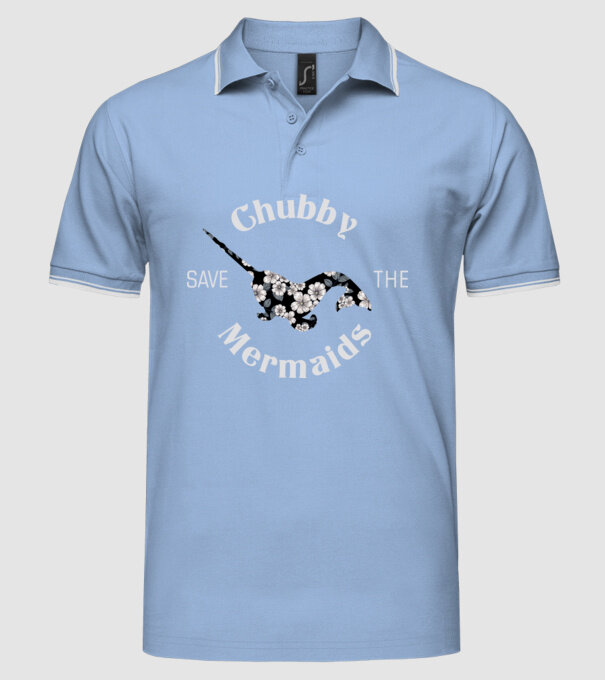Chubby mermaid model albastru deschis pe tricou