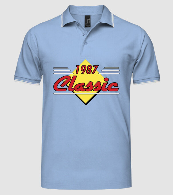 Classic - 1987 model albastru deschis pe tricou