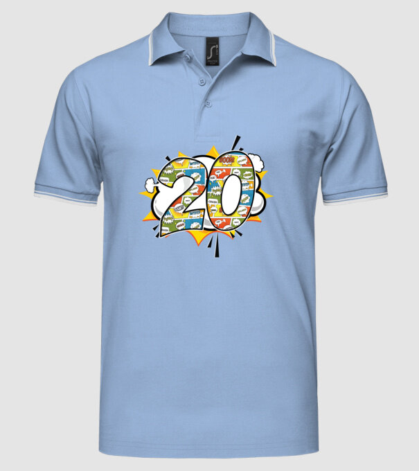 Birthday Comic Number 20 model albastru deschis pe tricou
