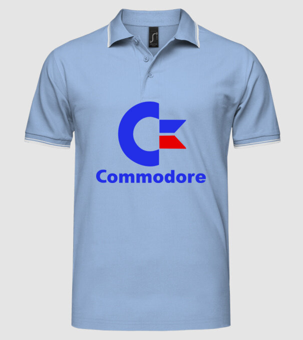 commodore 64 model albastru deschis pe tricou