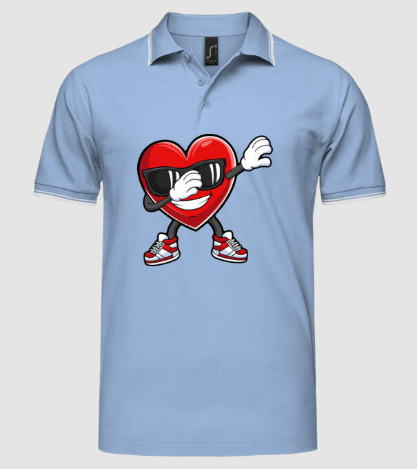 Dab inima model albastru deschis pe tricou