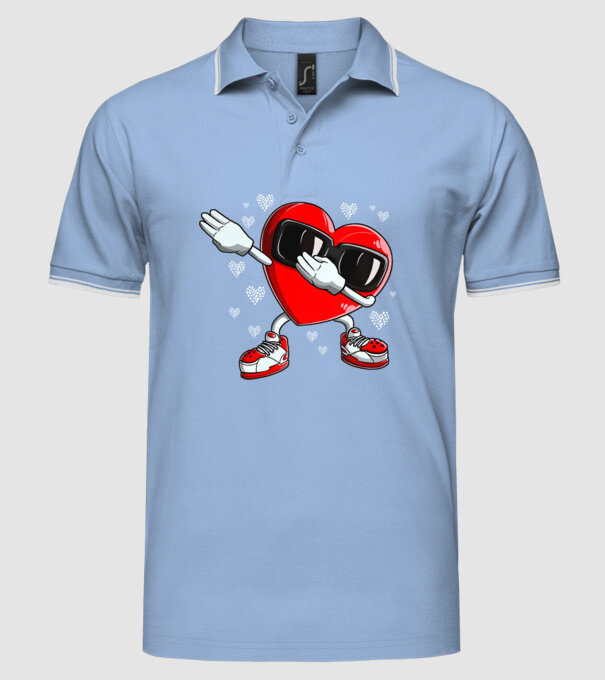 Dab inima model albastru deschis pe tricou