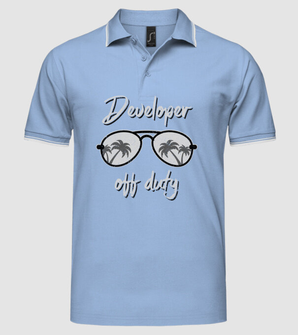 Developer off duty model albastru deschis pe tricou