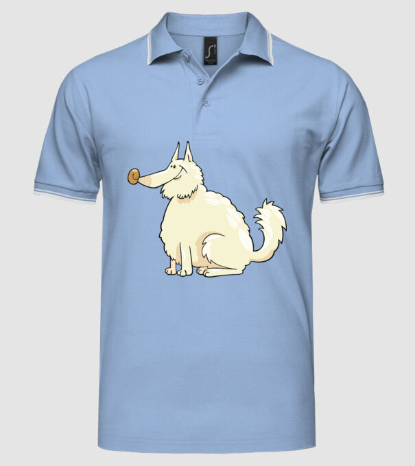 Dog silhouette model albastru deschis pe tricou