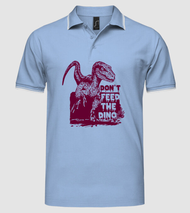 Dont feed the dino model albastru deschis pe tricou