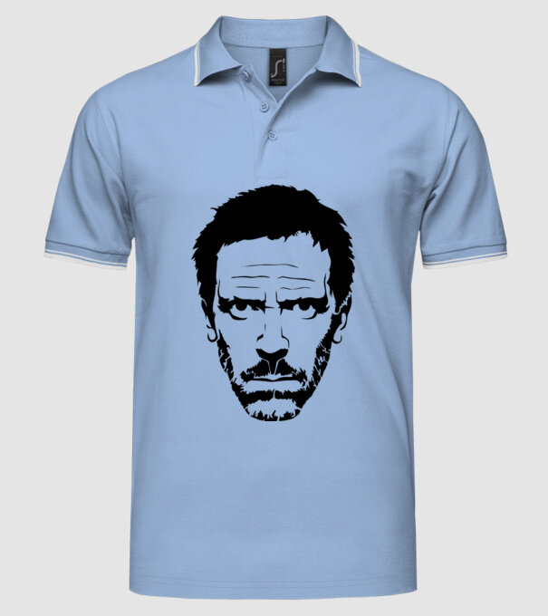 dr. house model albastru deschis pe tricou