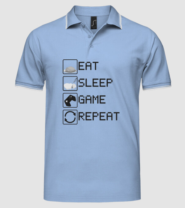 O zi de gamer model albastru deschis pe tricou