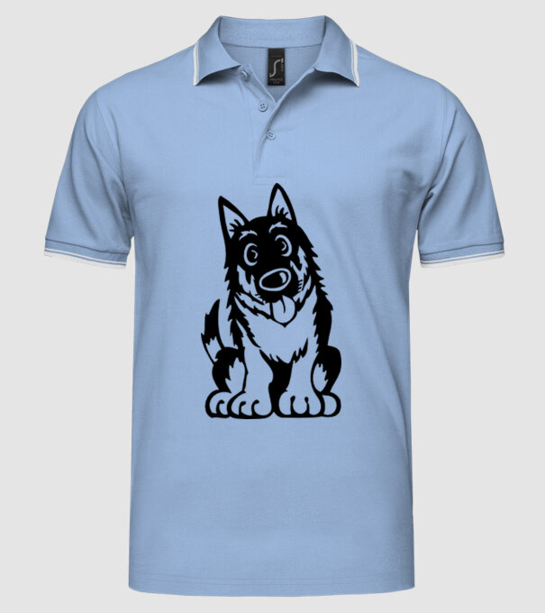 câine lup model albastru deschis pe tricou