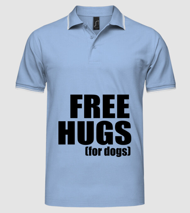 Free hugs for dogs model albastru deschis pe tricou