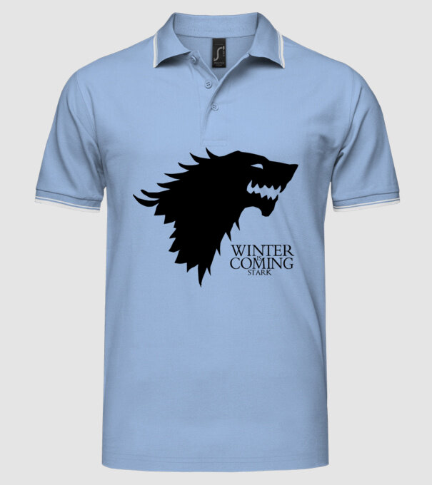 game of thrones winter is coming model albastru deschis pe tricou