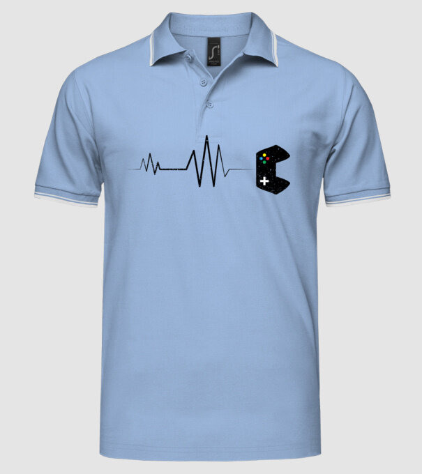 Gamer Ritm cardiac model albastru deschis pe tricou