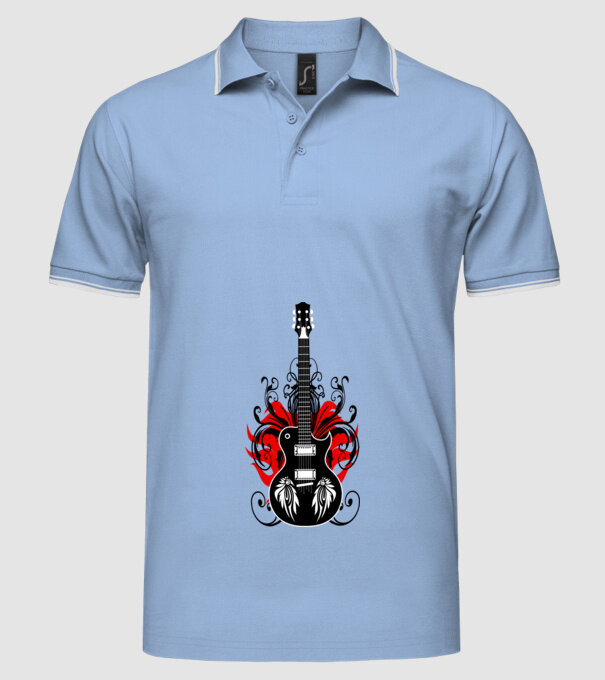 Chitară model albastru deschis pe tricou