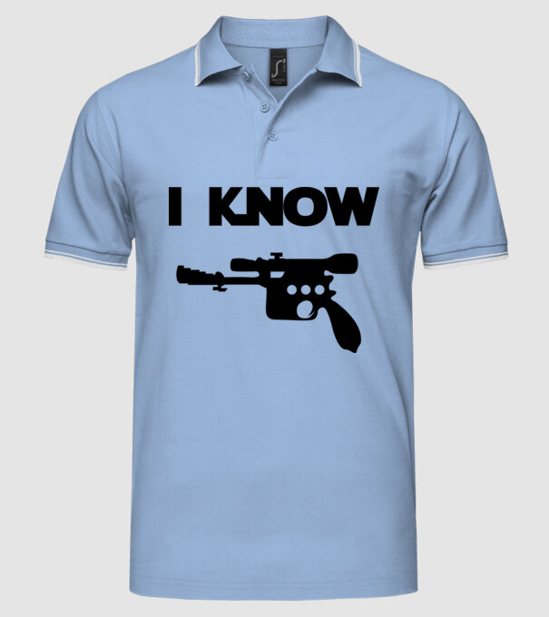 I know model albastru deschis pe tricou