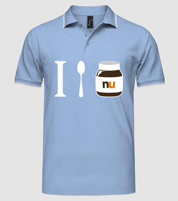 i love nutella model albastru deschis pe tricou