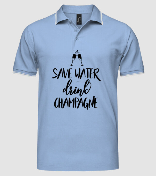 Bea șampanie model albastru deschis pe tricou