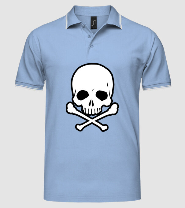Craniu model albastru deschis pe tricou