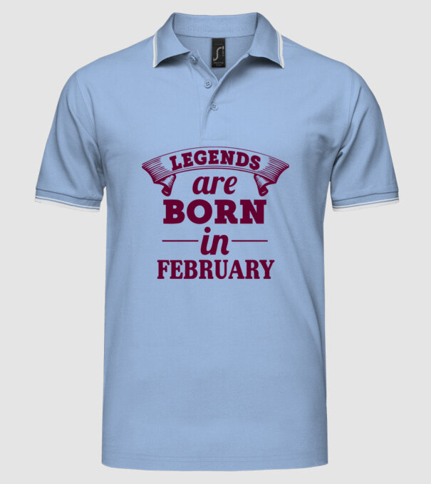 Legends are born in February model albastru deschis pe tricou