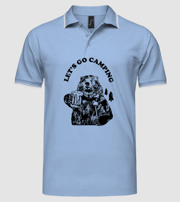 Lets go camping model albastru deschis pe tricou