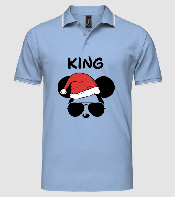 mickey santa king model albastru deschis pe tricou