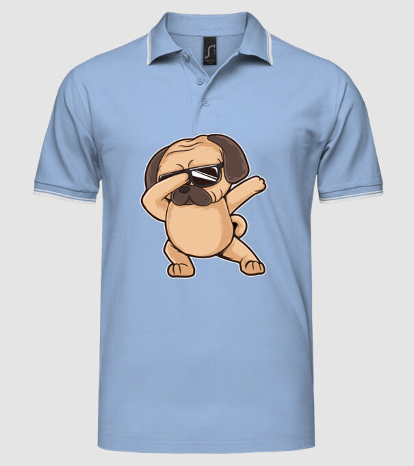 Mops DAB model albastru deschis pe tricou