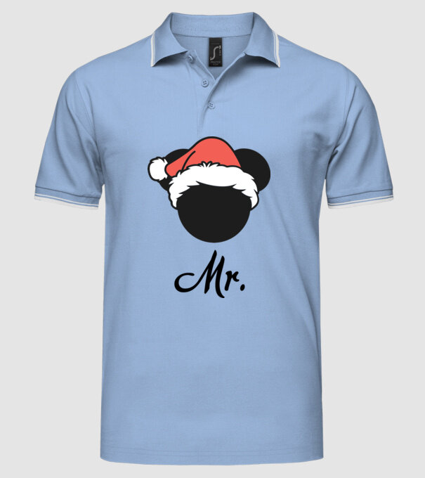 mr christmas model albastru deschis pe tricou