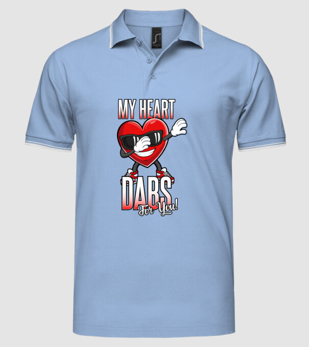 My Heart Dabs For You model albastru deschis pe tricou