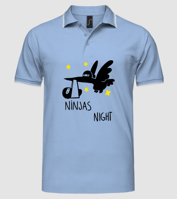 Ninja model albastru deschis pe tricou