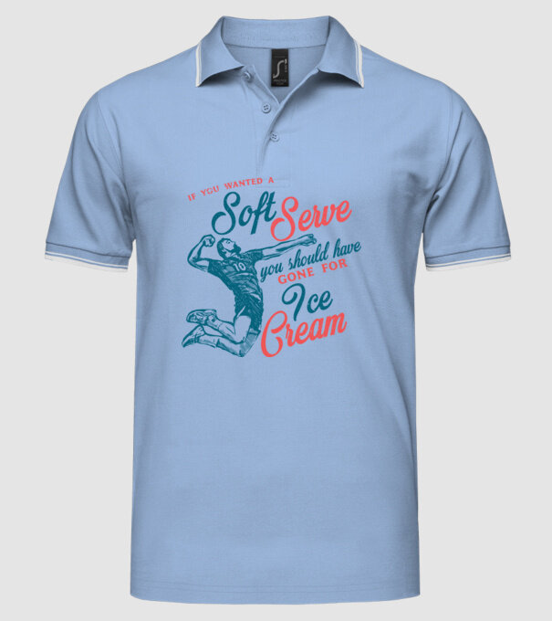 Oldschool volleyball model albastru deschis pe tricou