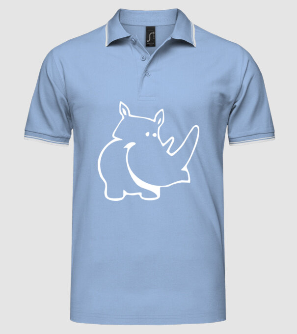 Rinocer model albastru deschis pe tricou