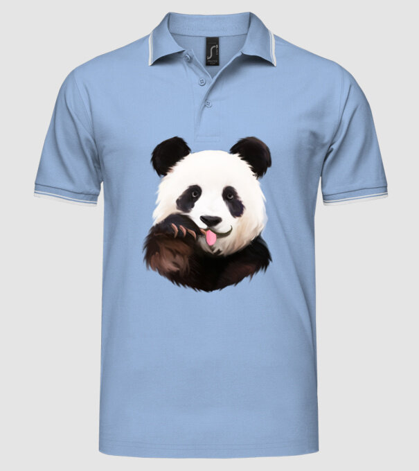 Panda face model albastru deschis pe tricou
