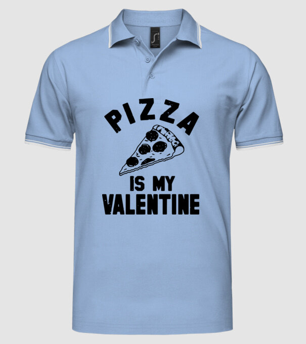 Pizza is valentine model albastru deschis pe tricou