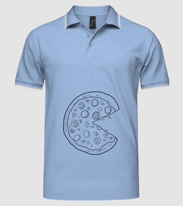 Pizza cuplu model albastru deschis pe tricou