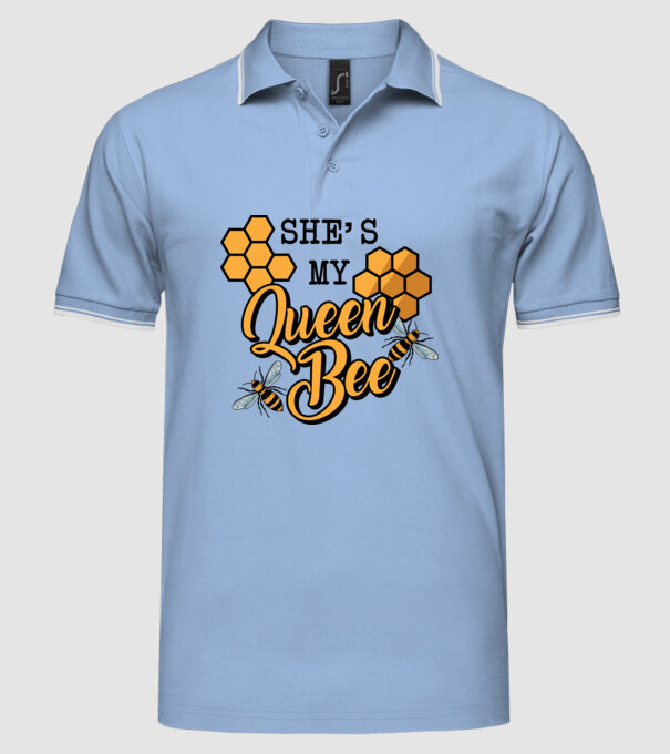 Queen Bee model albastru deschis pe tricou