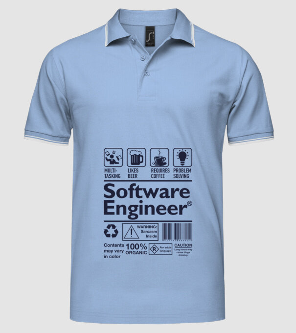 Software Engineer model albastru deschis pe tricou