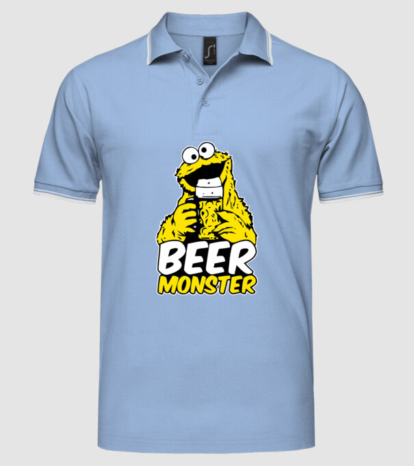 Monstru bere model albastru deschis pe tricou